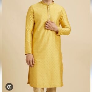 Manyavar Gold Embellished Patterned Kurta Sz L/40